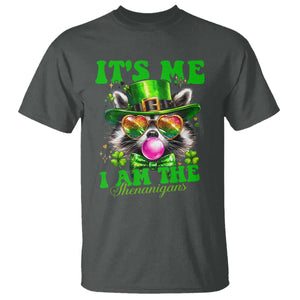 Funny It's Me I Am The Shenanigans T Shirt St Patrick's Day Racoon Shamrock TS11 Dark Heather Print Your Wear