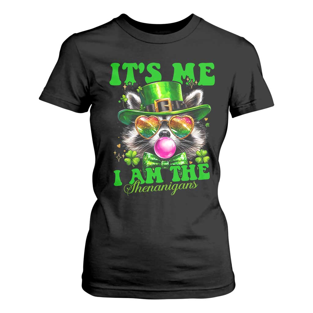 Funny It's Me I Am The Shenanigans T Shirt For Women St Patrick's Day Racoon Shamrock TS11 Black Print Your Wear