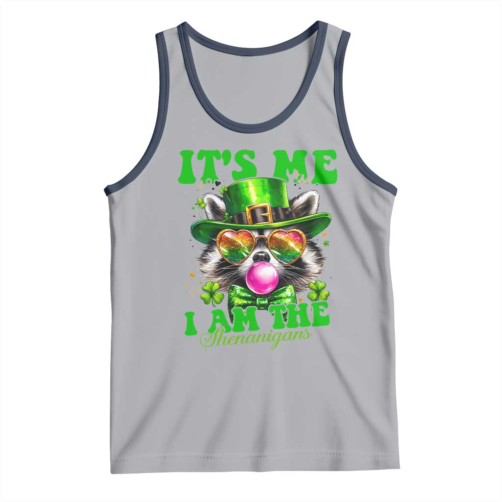 Funny It's Me I Am The Shenanigans Tank Top St Patrick's Day Racoon Shamrock TS11 Athletic Heather Navy Print Your Wear
