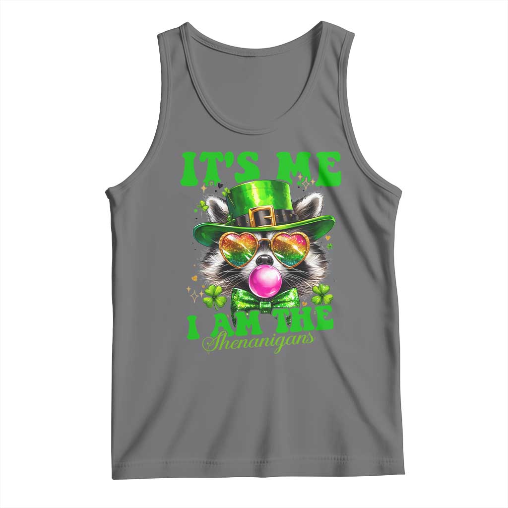 Funny It's Me I Am The Shenanigans Tank Top St Patrick's Day Racoon Shamrock TS11 Black Heather Print Your Wear