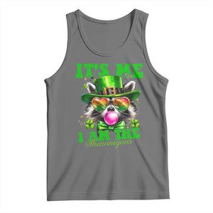 Funny It's Me I Am The Shenanigans Tank Top St Patrick's Day Racoon Shamrock TS11 Black Heather Print Your Wear