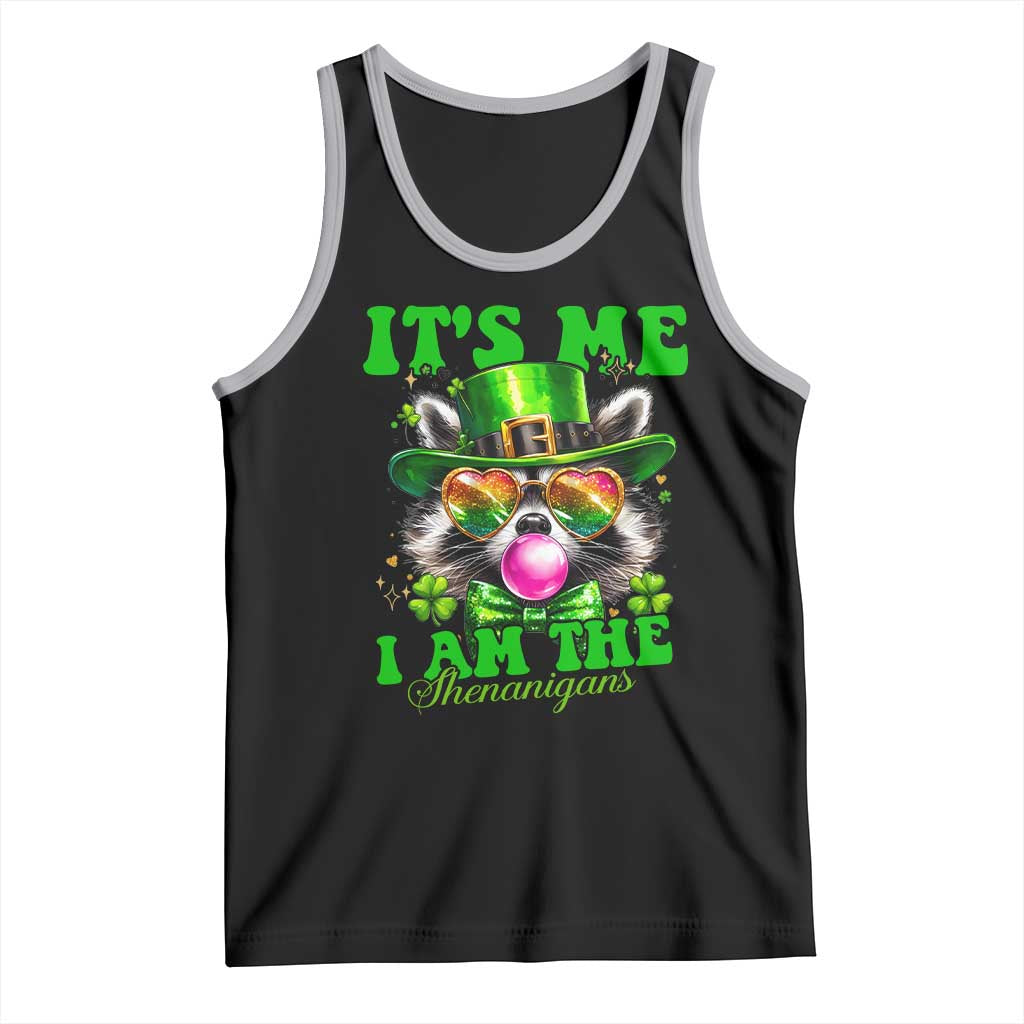 Funny It's Me I Am The Shenanigans Tank Top St Patrick's Day Racoon Shamrock TS11 Black Athletic Heather Print Your Wear