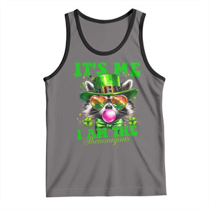 Funny It's Me I Am The Shenanigans Tank Top St Patrick's Day Racoon Shamrock TS11 Deep Heather Black Print Your Wear