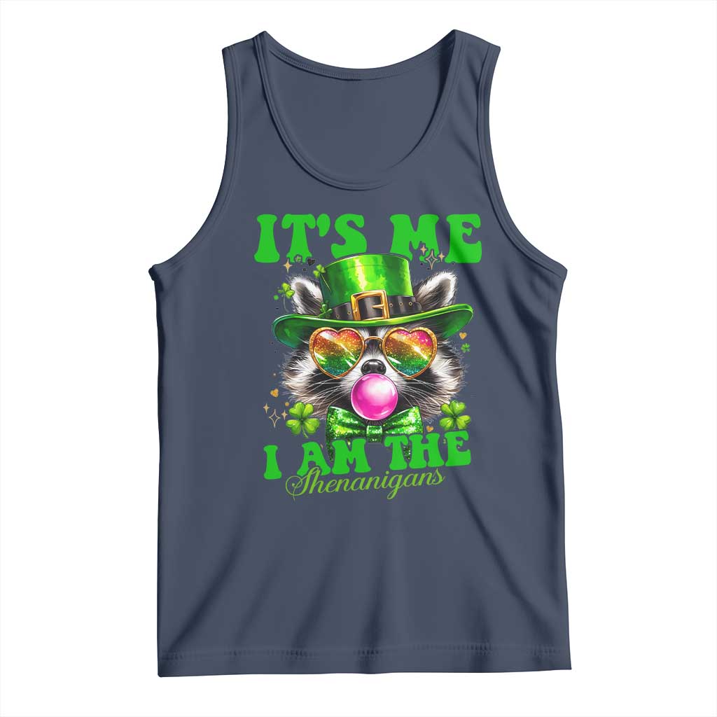 Funny It's Me I Am The Shenanigans Tank Top St Patrick's Day Racoon Shamrock TS11 Navy Print Your Wear