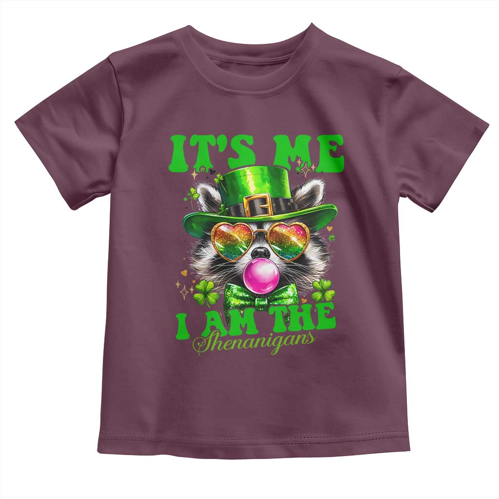 Funny It's Me I Am The Shenanigans Toddler T Shirt St Patrick's Day Racoon Shamrock TS11 Maroon Print Your Wear