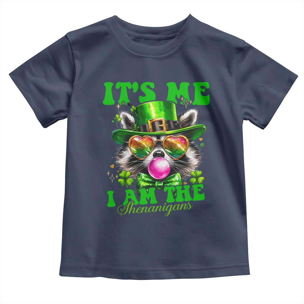 Funny It's Me I Am The Shenanigans Toddler T Shirt St Patrick's Day Racoon Shamrock TS11 Navy Print Your Wear