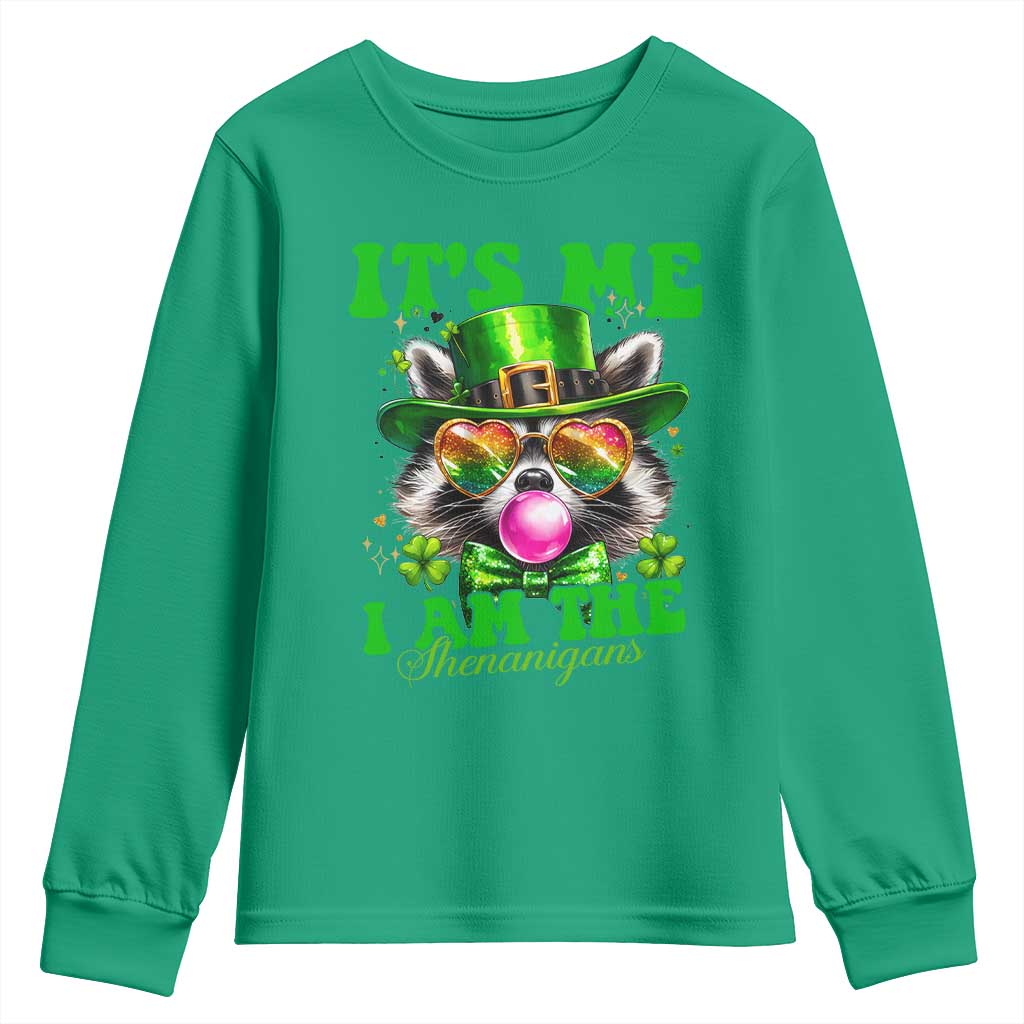 Funny It's Me I Am The Shenanigans Youth Sweatshirt St Patrick's Day Racoon Shamrock TS11 Irish Green Print Your Wear