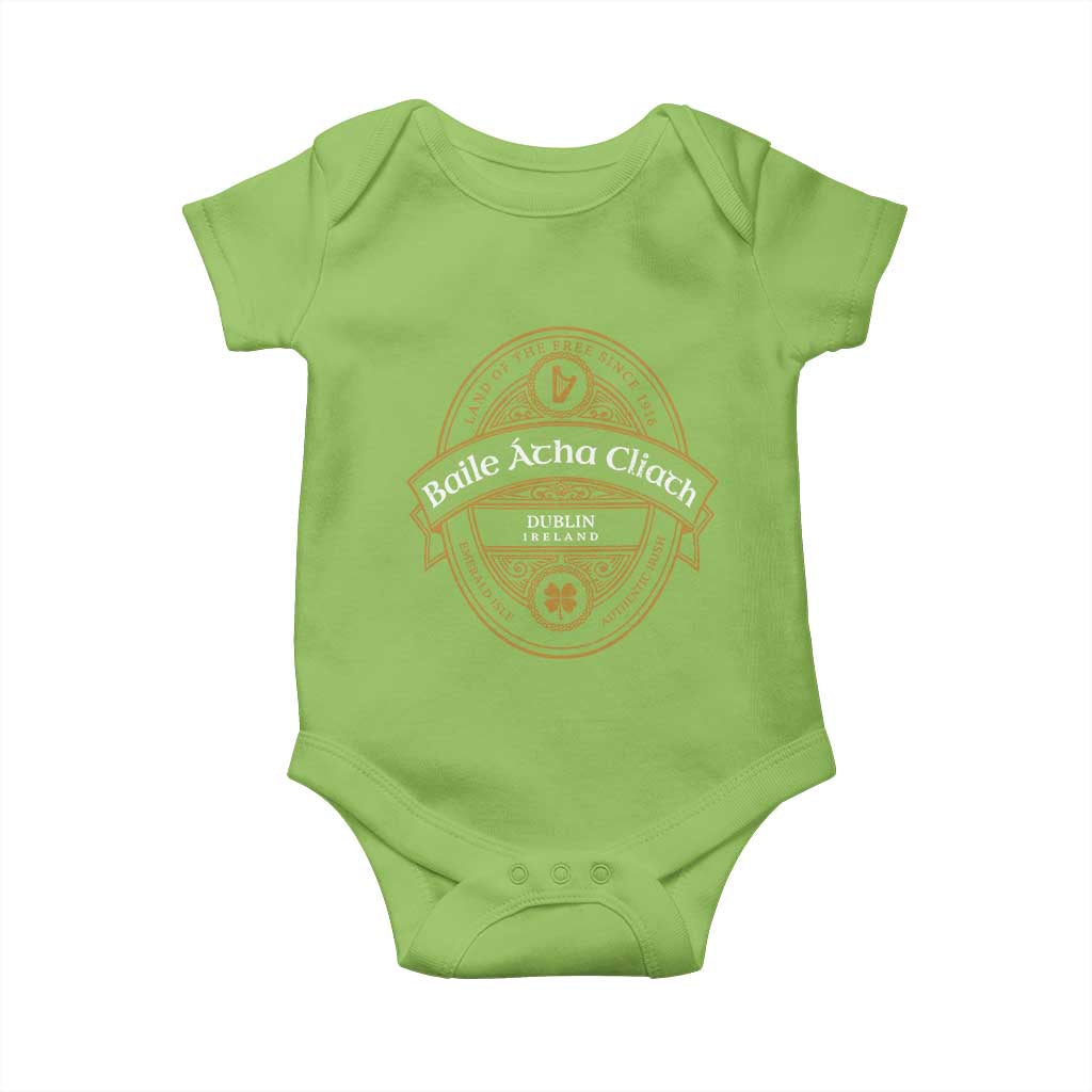 Dublin Ireland Baby Onesie Baile Atha Cliath Land Of The Free Since 1916 TS11 Lime Print Your Wear