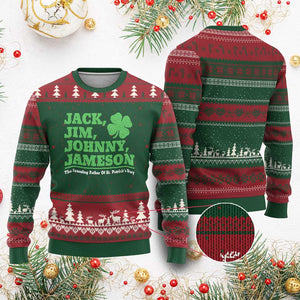 Funny St Patricks Day Irish Fathers Jack Jim Johnny Jameson Ugly Christmas Sweater TS11 Red Green Print Your Wear
