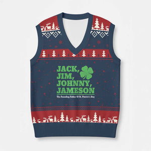 Funny St Patricks Day Irish Fathers Jack Jim Johnny Jameson V-Neck Knit Sweater Vest TS11 Navy Red Print Your Wear