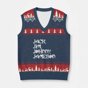 Jack Jim Johnny Jameson St Patricks Day Whiskey Shamrock V-Neck Knit Sweater Vest TS11 Navy Red Print Your Wear