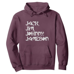 Jack Jim Johnny Jameson St Patricks Day Whiskey Shamrock Hoodie TS11 Maroon Print Your Wear