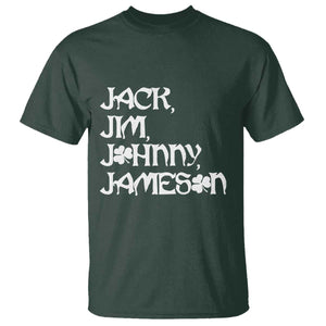 Jack Jim Johnny Jameson St Patricks Day Whiskey Shamrock T Shirt TS11 Dark Forest Green Print Your Wear