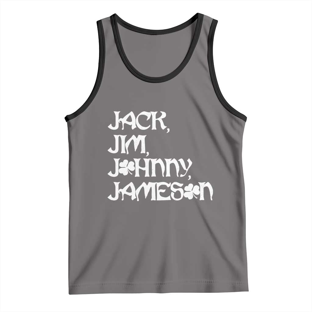 Jack Jim Johnny Jameson St Patricks Day Whiskey Shamrock Tank Top TS11 Deep Heather Black Print Your Wear