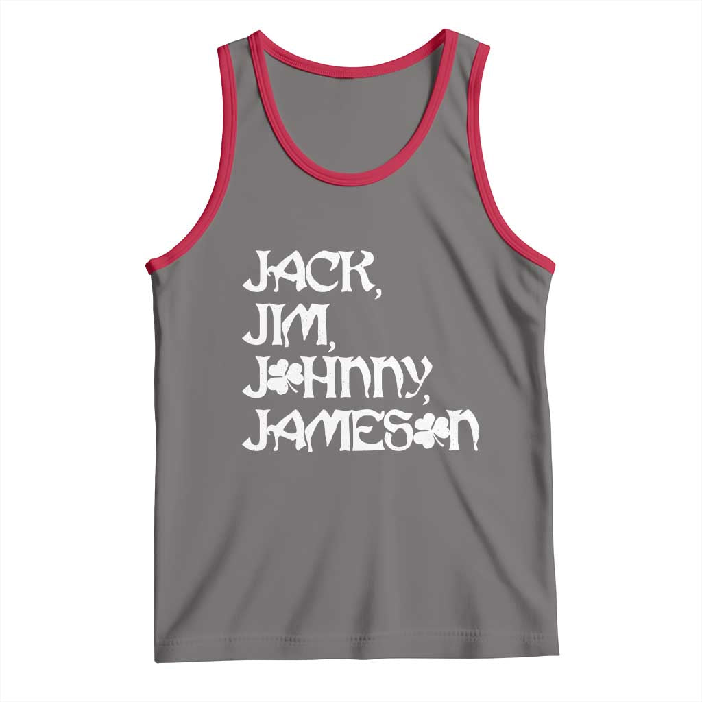 Jack Jim Johnny Jameson St Patricks Day Whiskey Shamrock Tank Top TS11 Deep Heather Red Print Your Wear