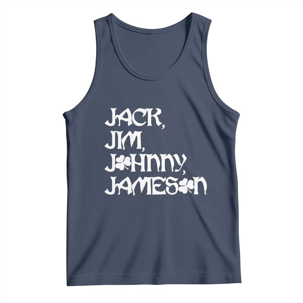 Jack Jim Johnny Jameson St Patricks Day Whiskey Shamrock Tank Top TS11 Navy Print Your Wear