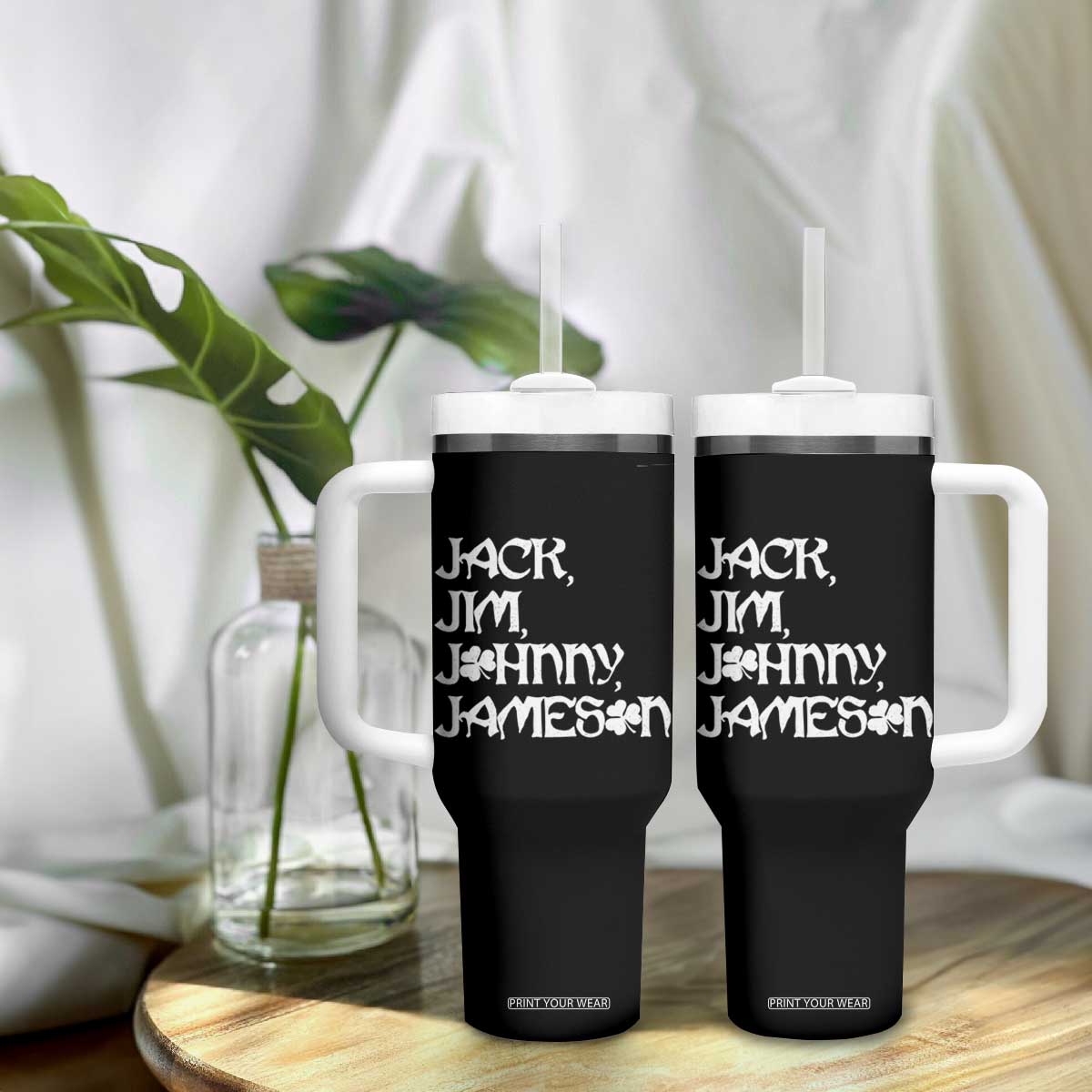 Jack Jim Johnny Jameson St Patricks Day Whiskey Shamrock Tumbler With Handle TS11 Print Your Wear