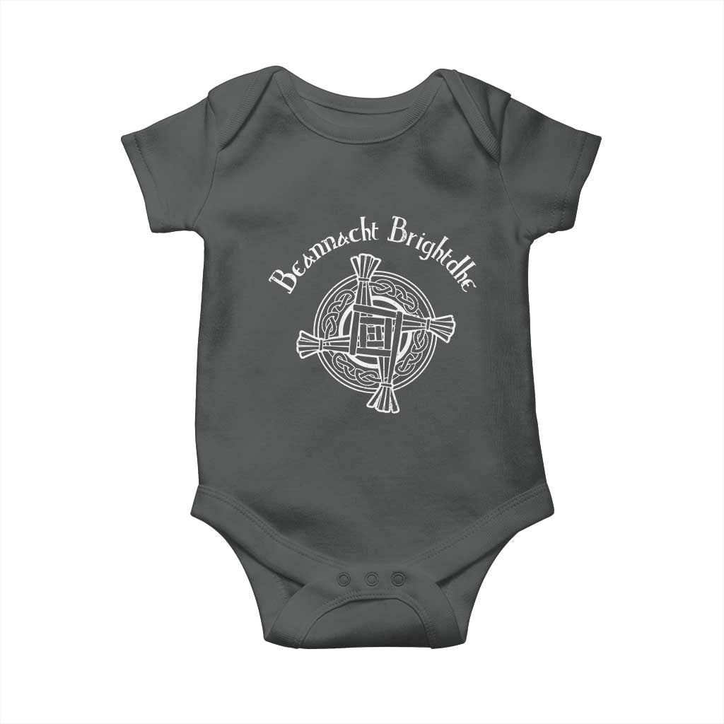 St Brigids Day Baby Onesie Beannacht Brighdhe Gaelic Irish Imbolc TS11 Dark Heather Print Your Wear