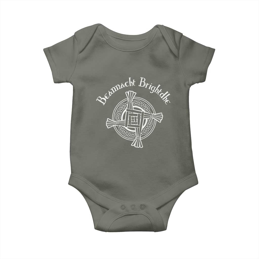 St Brigids Day Baby Onesie Beannacht Brighdhe Gaelic Irish Imbolc TS11 Military Green Print Your Wear
