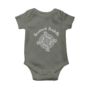 St Brigids Day Baby Onesie Beannacht Brighdhe Gaelic Irish Imbolc TS11 Military Green Print Your Wear