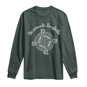 St Brigids Day Long Sleeve Shirt Beannacht Brighdhe Gaelic Irish Imbolc TS11 Dark Forest Green Print Your Wear
