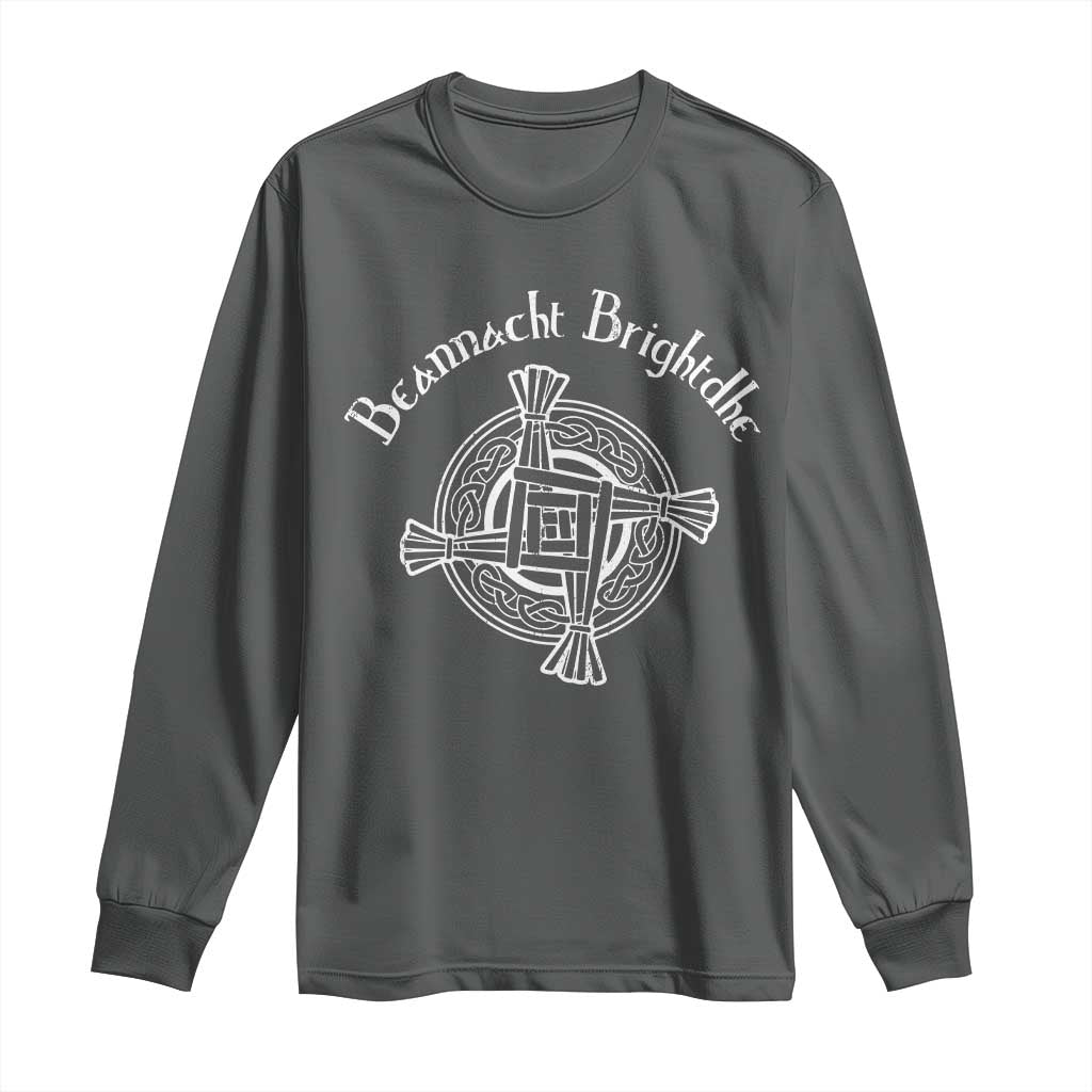 St Brigids Day Long Sleeve Shirt Beannacht Brighdhe Gaelic Irish Imbolc TS11 Dark Heather Print Your Wear