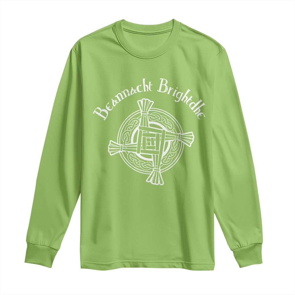 St Brigids Day Long Sleeve Shirt Beannacht Brighdhe Gaelic Irish Imbolc TS11 Lime Print Your Wear