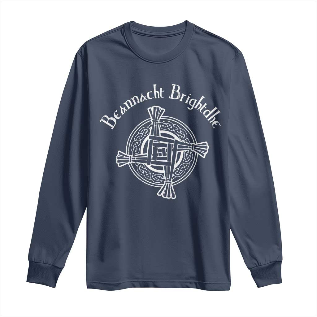 St Brigids Day Long Sleeve Shirt Beannacht Brighdhe Gaelic Irish Imbolc TS11 Navy Print Your Wear