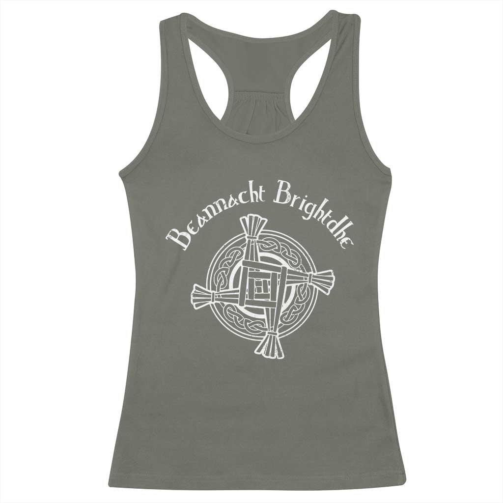 St Brigids Day Racerback Tank Top Beannacht Brighdhe Gaelic Irish Imbolc TS11 Military Green Print Your Wear