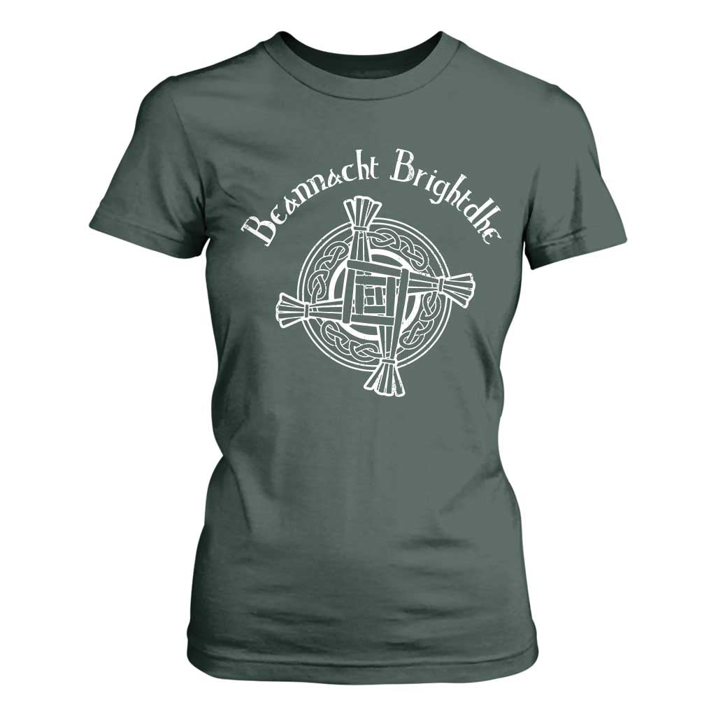 St Brigids Day T Shirt For Women Beannacht Brighdhe Gaelic Irish Imbolc TS11 Dark Forest Green Print Your Wear