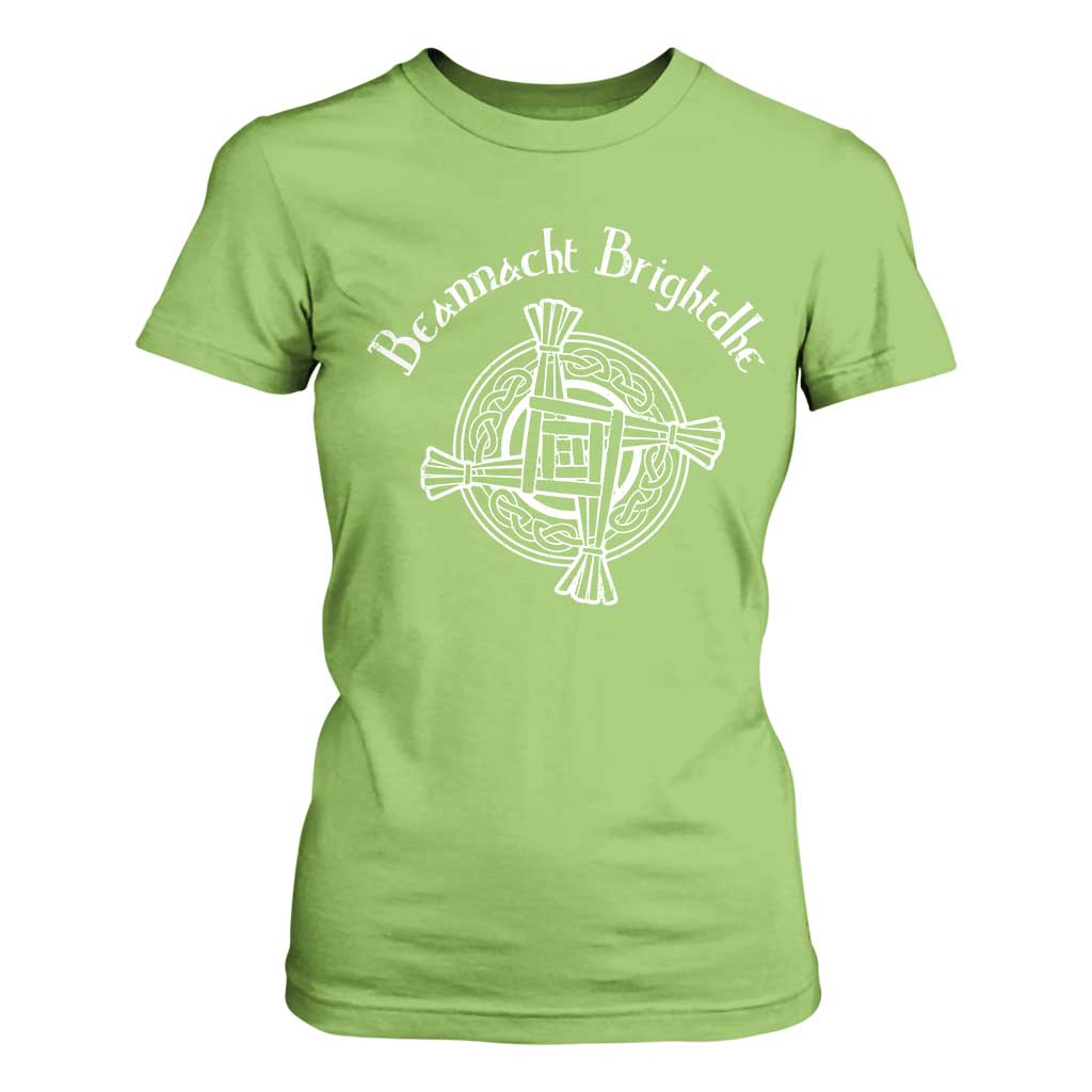 St Brigids Day T Shirt For Women Beannacht Brighdhe Gaelic Irish Imbolc TS11 Lime Print Your Wear