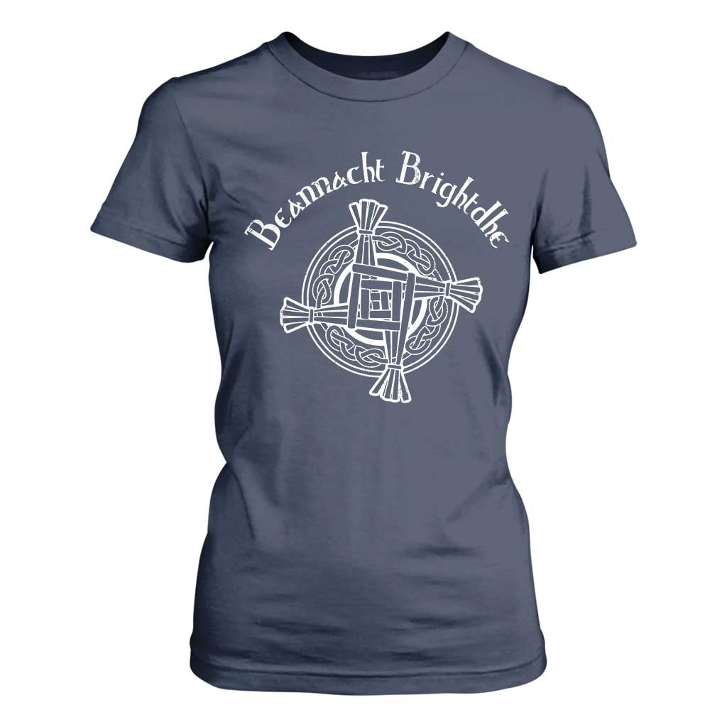 St Brigids Day T Shirt For Women Beannacht Brighdhe Gaelic Irish Imbolc TS11 Navy Print Your Wear