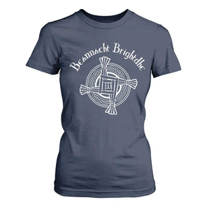 St Brigids Day T Shirt For Women Beannacht Brighdhe Gaelic Irish Imbolc TS11 Navy Print Your Wear