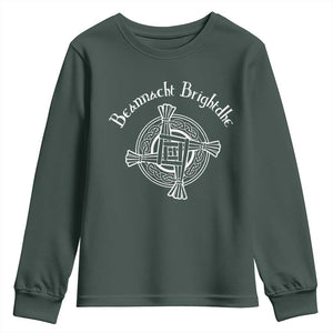 St Brigids Day Youth Sweatshirt Beannacht Brighdhe Gaelic Irish Imbolc TS11 Dark Forest Green Print Your Wear