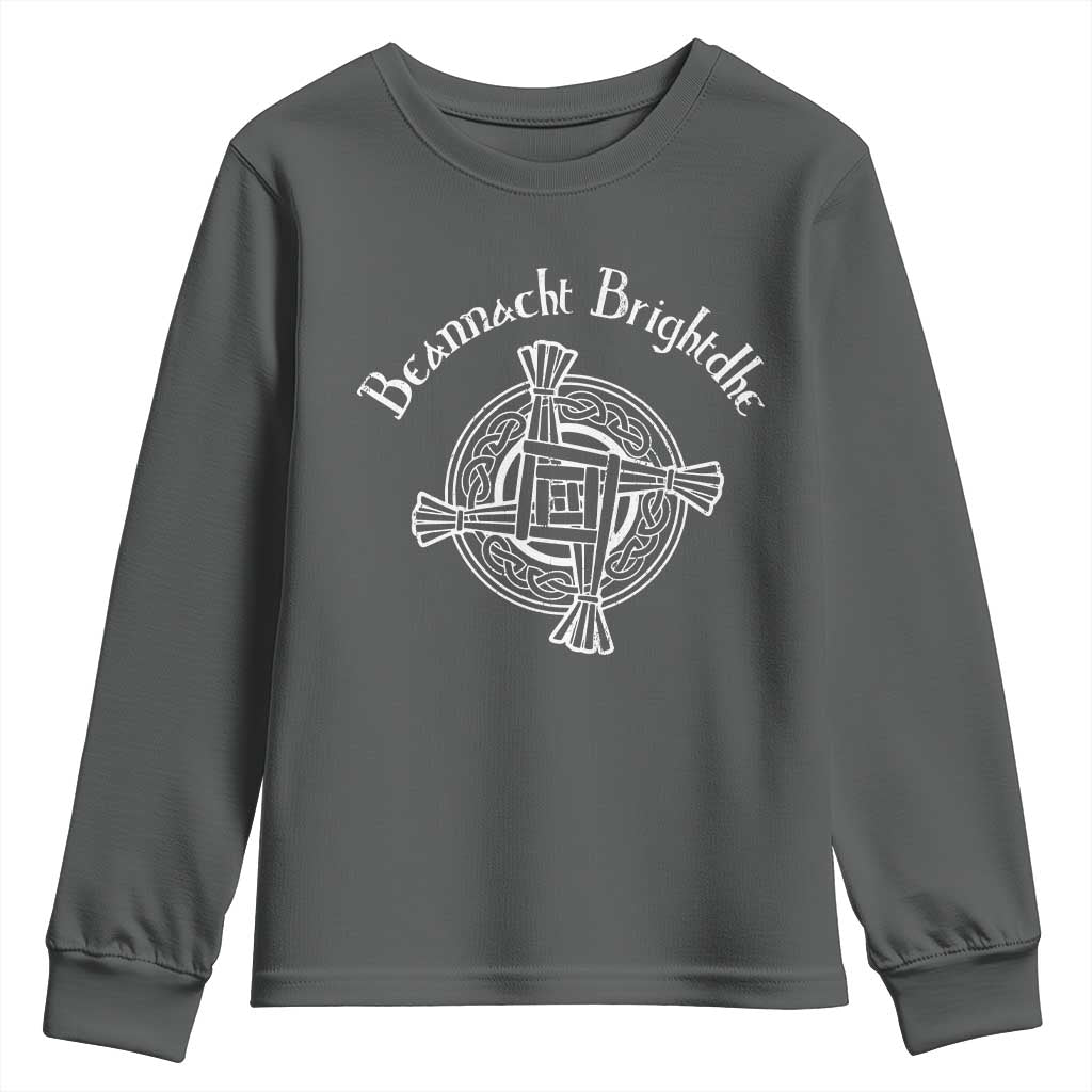 St Brigids Day Youth Sweatshirt Beannacht Brighdhe Gaelic Irish Imbolc TS11 Dark Heather Print Your Wear
