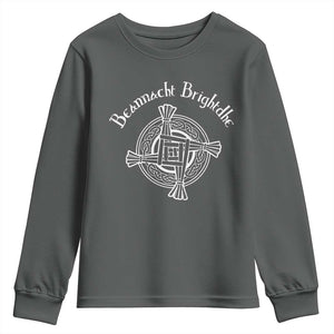 St Brigids Day Youth Sweatshirt Beannacht Brighdhe Gaelic Irish Imbolc TS11 Dark Heather Print Your Wear