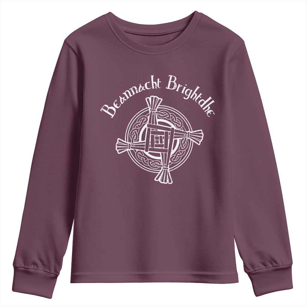 St Brigids Day Youth Sweatshirt Beannacht Brighdhe Gaelic Irish Imbolc TS11 Maroon Print Your Wear