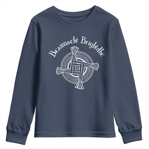 St Brigids Day Youth Sweatshirt Beannacht Brighdhe Gaelic Irish Imbolc TS11 Navy Print Your Wear