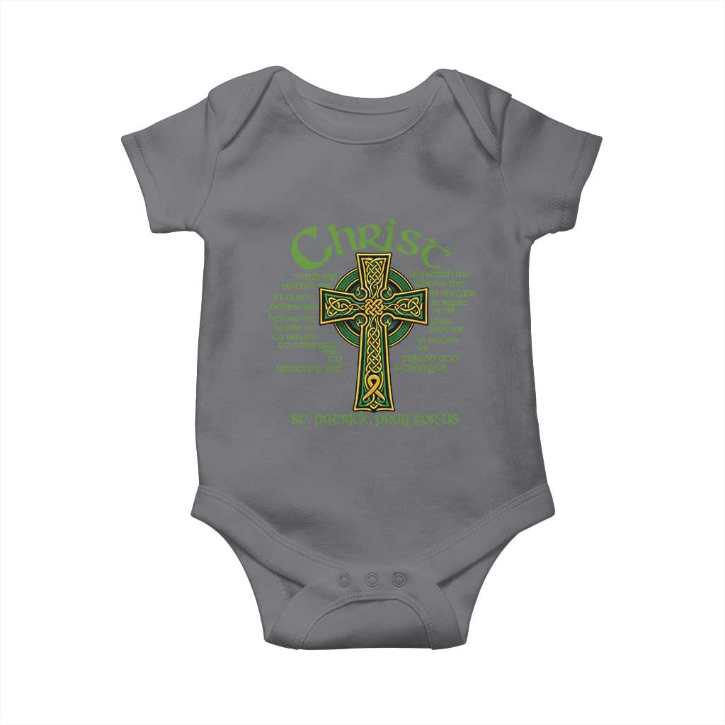 Christ St Patrick Pray For Us Christian Catholic Religious Celtic Cross Baby Onesie TS11 Charcoal Print Your Wear