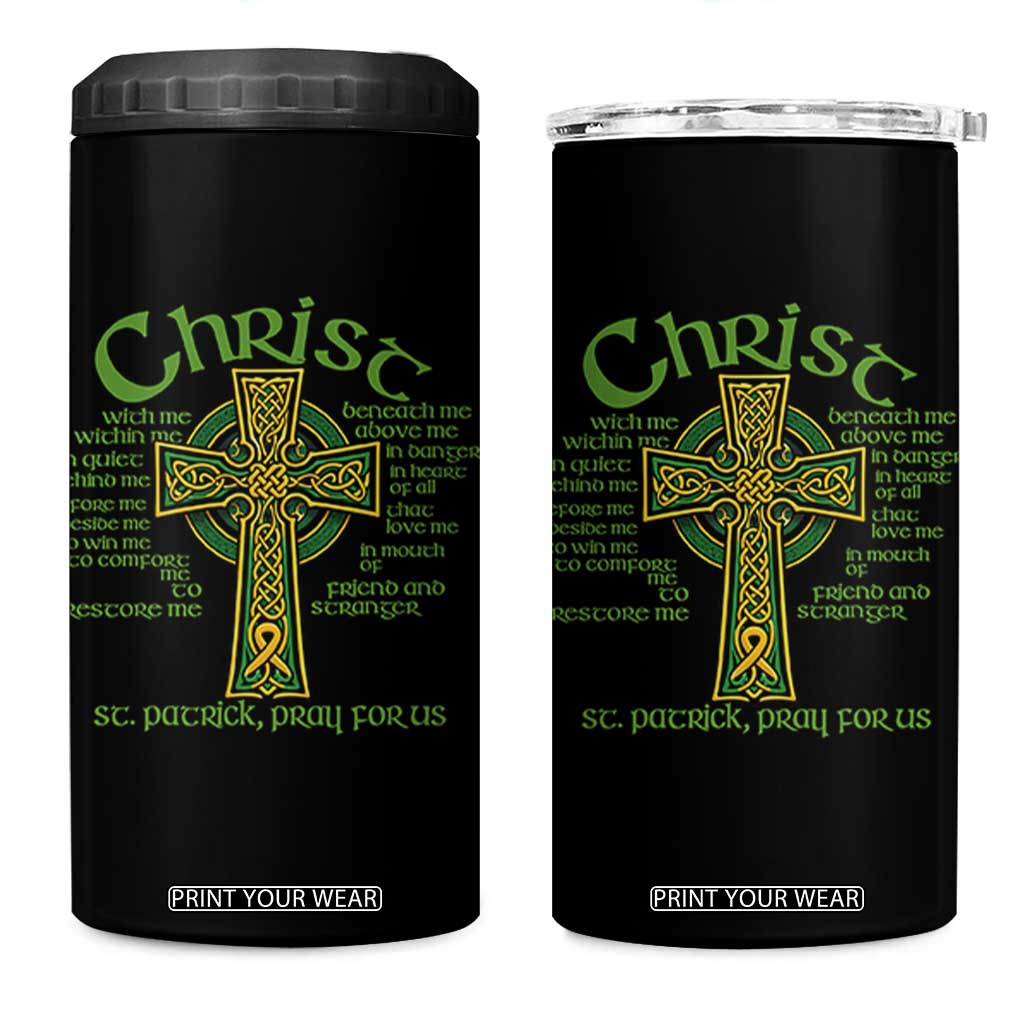 Christ St Patrick Pray For Us Christian Catholic Religious Celtic Cross 4 in 1 Can Cooler Tumbler TS11 One Size: 16 oz Black Print Your Wear