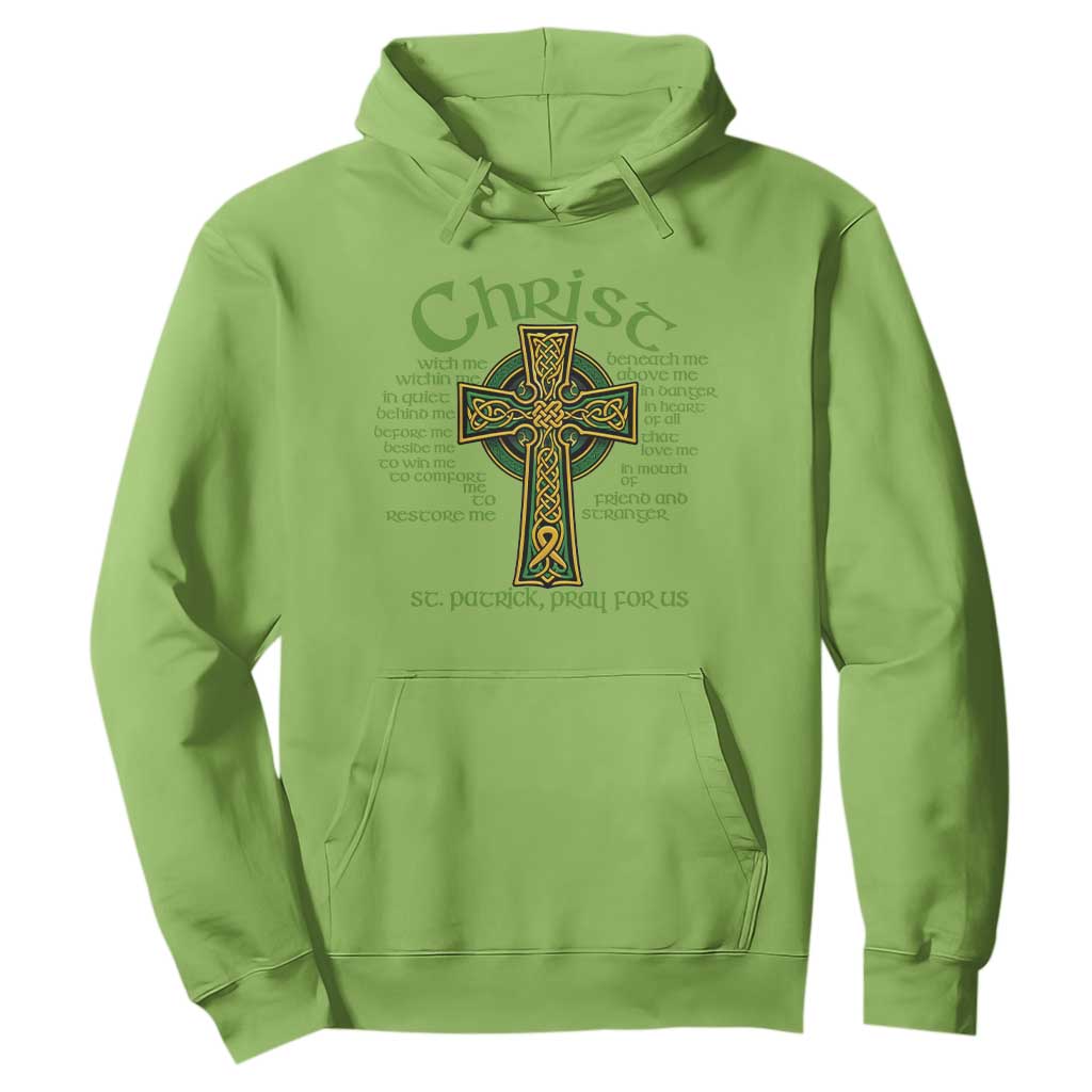 Christ St Patrick Pray For Us Christian Catholic Religious Celtic Cross Hoodie TS11 Lime Print Your Wear