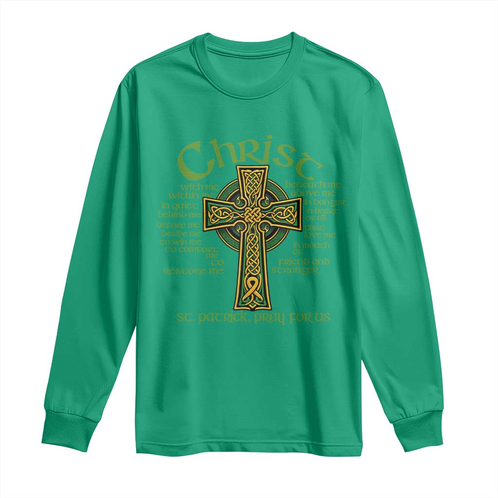 Christ St Patrick Pray For Us Christian Catholic Religious Celtic Cross Long Sleeve Shirt TS11 Irish Green Print Your Wear