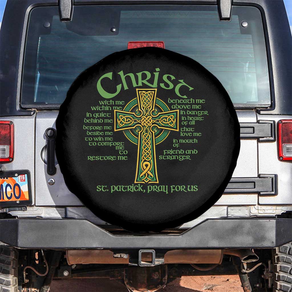 Christ St Patrick Pray For Us Christian Catholic Religious Celtic Cross Spare Tire Cover TS11 No hole Black Print Your Wear