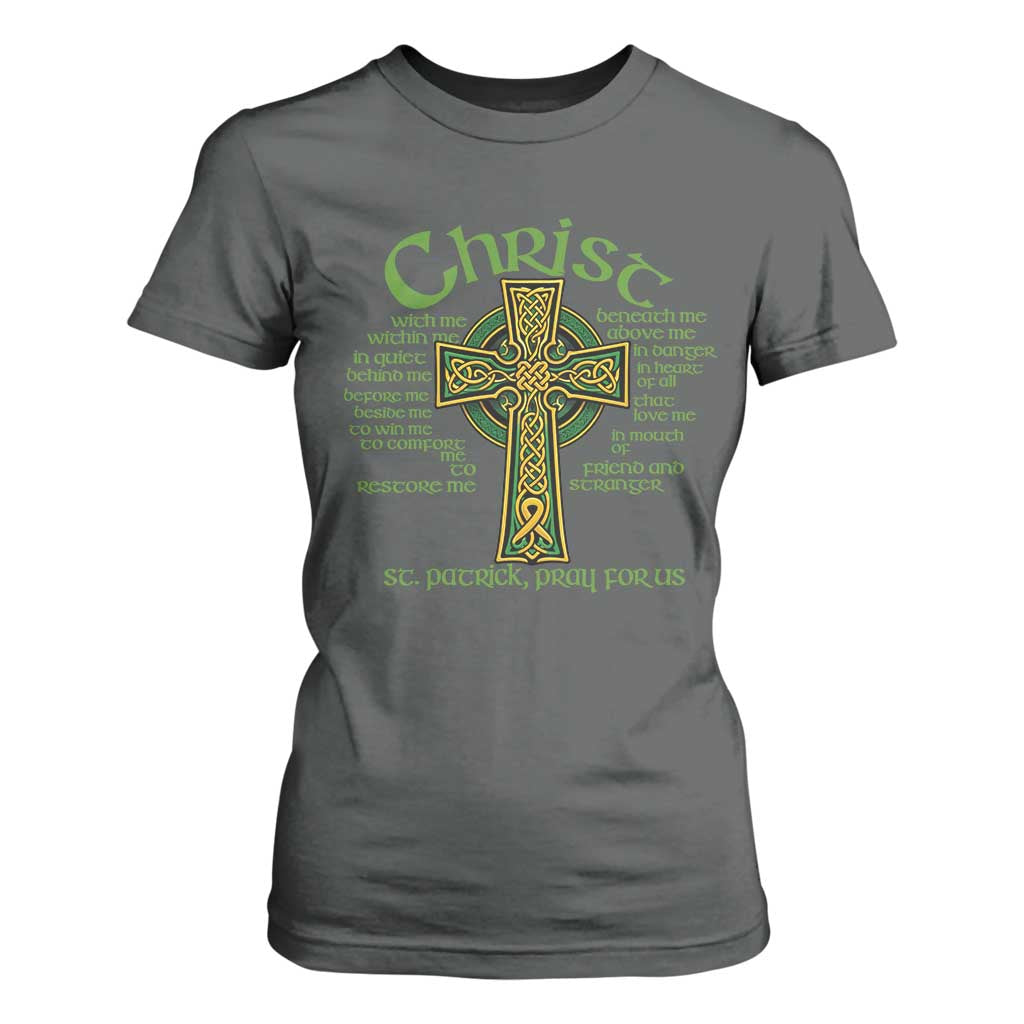 Christ St Patrick Pray For Us Christian Catholic Religious Celtic Cross T Shirt For Women TS11 Dark Heather Print Your Wear