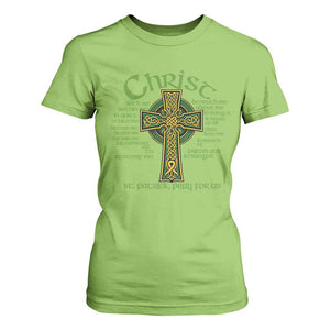Christ St Patrick Pray For Us Christian Catholic Religious Celtic Cross T Shirt For Women TS11 Lime Print Your Wear
