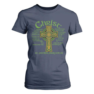 Christ St Patrick Pray For Us Christian Catholic Religious Celtic Cross T Shirt For Women TS11 Navy Print Your Wear