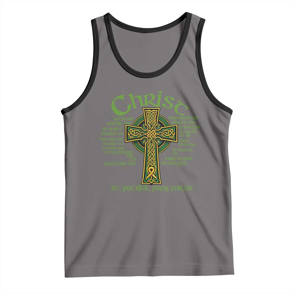 Christ St Patrick Pray For Us Christian Catholic Religious Celtic Cross Tank Top TS11 Deep Heather Black Print Your Wear
