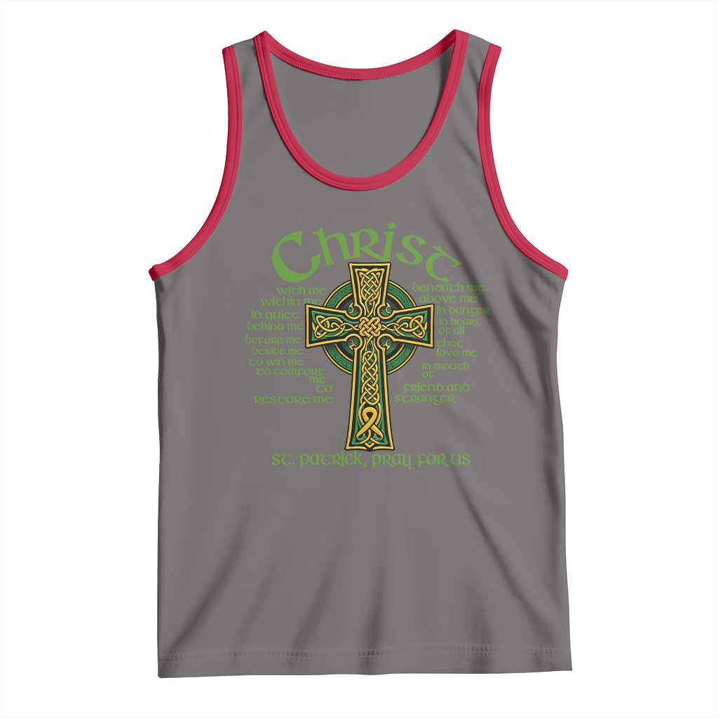 Christ St Patrick Pray For Us Christian Catholic Religious Celtic Cross Tank Top TS11 Deep Heather Red Print Your Wear