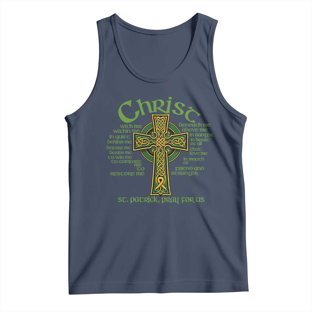 Christ St Patrick Pray For Us Christian Catholic Religious Celtic Cross Tank Top TS11 Navy Print Your Wear
