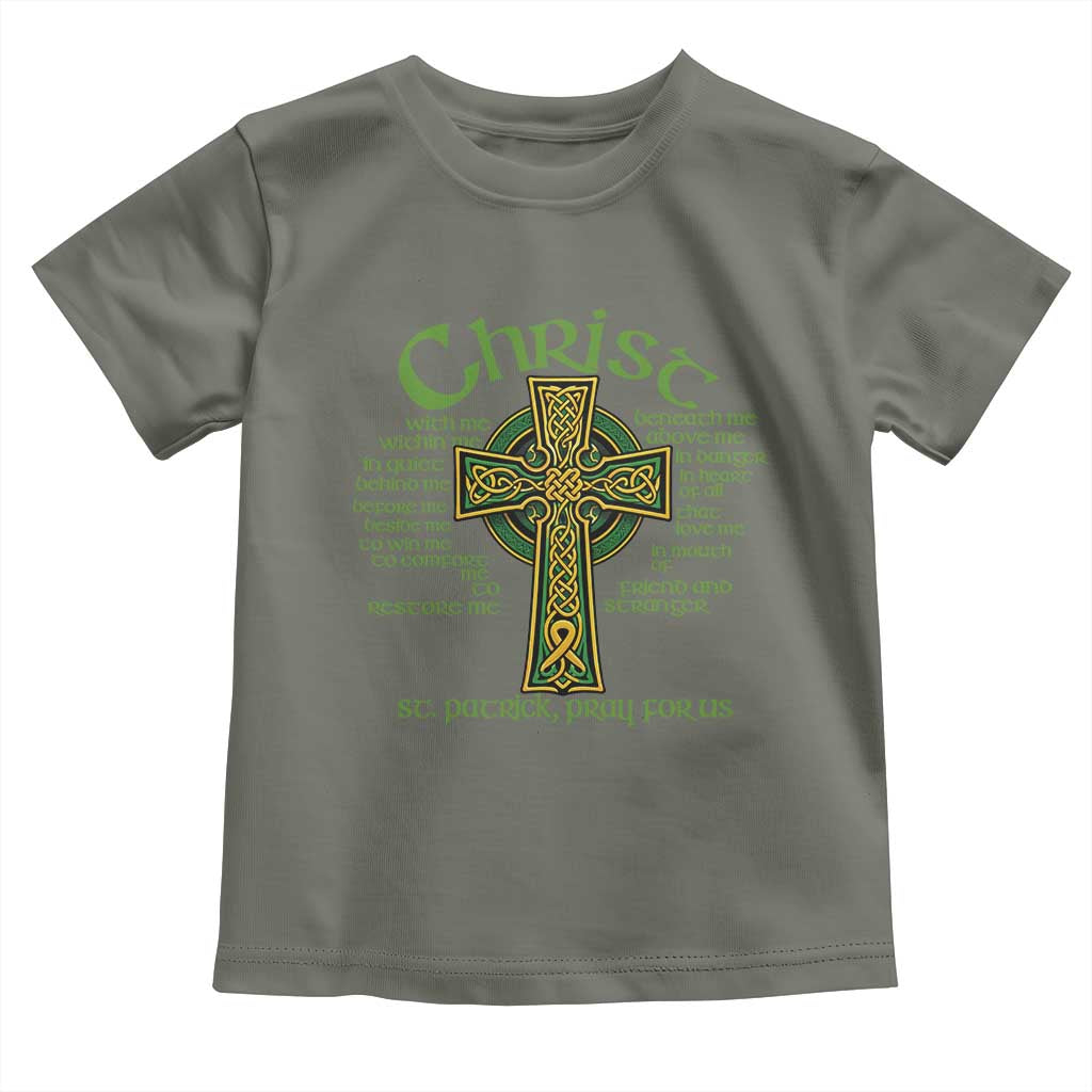 Christ St Patrick Pray For Us Christian Catholic Religious Celtic Cross Toddler T Shirt TS11 Military Green Print Your Wear
